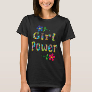 Colourful Floral 3D Girl Power  T-Shirt