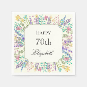 Colourful Floral 70th Birthday Napkin