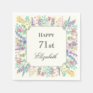 Colourful Floral 71st Birthday Napkin