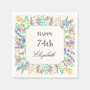 Colourful Floral 74th Birthday Napkin