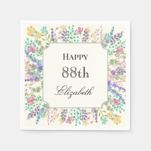 Colourful Floral 88th Birthday Napkin