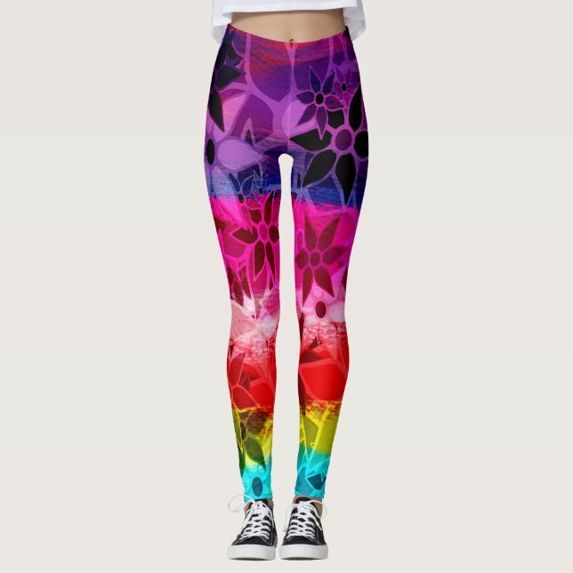 Colourful Floral #8 Leggings (Front)