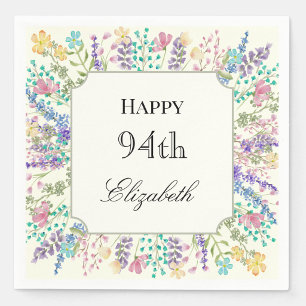Colourful Floral 94th Birthday Napkin