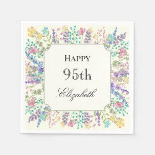 Colourful Floral 95th Birthday Napkin