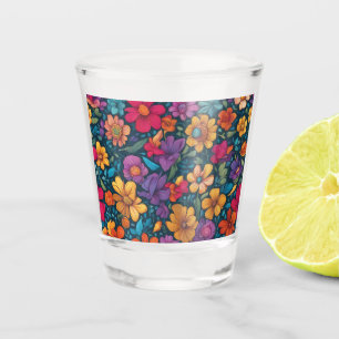 Colourful Floral Abstract #777 Shot Glass