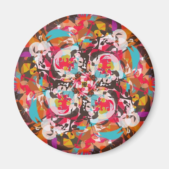 Colourful Floral Abstract Design Magnet (Front)