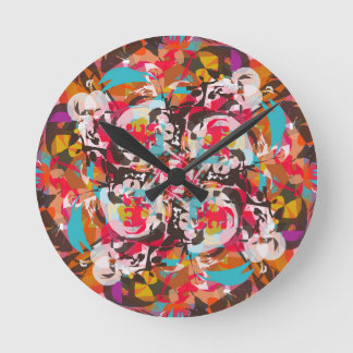 Colourful Floral Abstract Design Round Clock