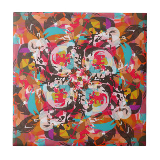 Colourful Floral Abstract Design Tile
