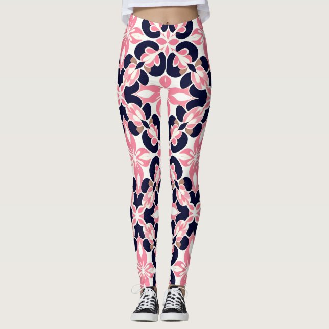 Colourful Floral Abstract Pattern Leggings (Front)