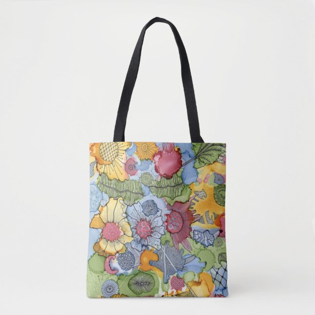 Colourful Floral Abstract Tote Bag (Front)