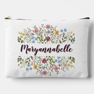Colourful Floral Add Your Name  Accessory Pouch