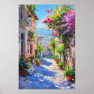 Colourful Floral Alley in Spring Poster