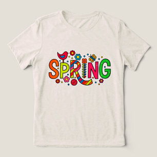 Colourful Floral and Bird Spring  Tri-Blend Shirt