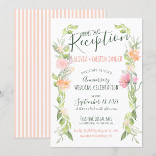 Colourful Floral Anniversary Wedding Reception Invitation