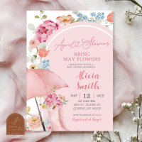 Colourful Floral April Umbrella Baby Shower Invita