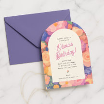 Colourful Floral Arch Birthday Invitation