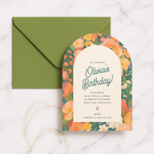 Colourful Floral Arch Birthday Invitation