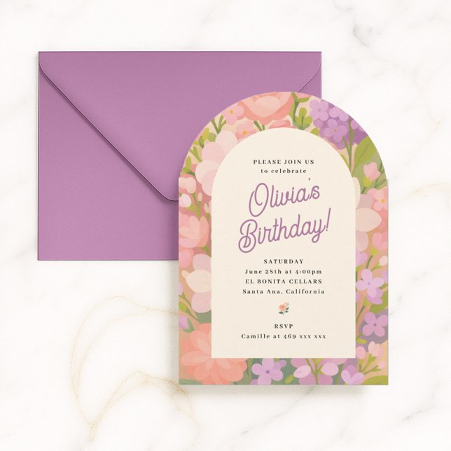 Colourful Floral Arch Birthday Invitation (Creator Uploaded)