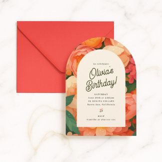 Colourful Floral Arch Birthday Invitation