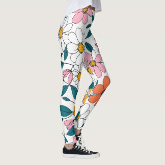 colourful floral art  leggings