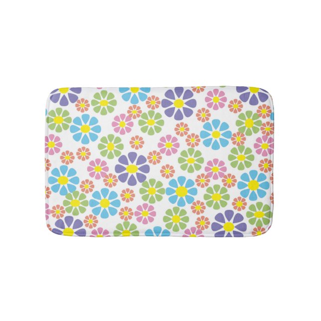 Colourful floral art pattern bath mat (Front)