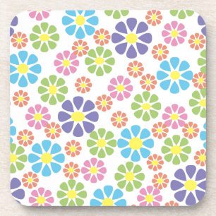 Colourful floral art pattern design coaster