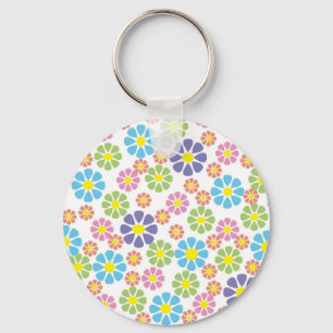 Colourful floral art pattern design key ring
