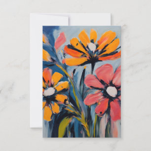 Colourful Floral Art Thank You Card