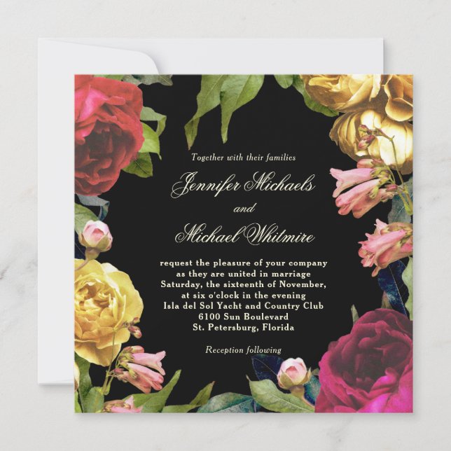 Colourful Floral Artistry Wedding Invitation (Front)