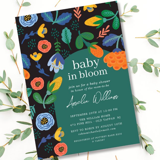 Colourful Floral Baby In Bloom Shower Invitation (Creator Uploaded)
