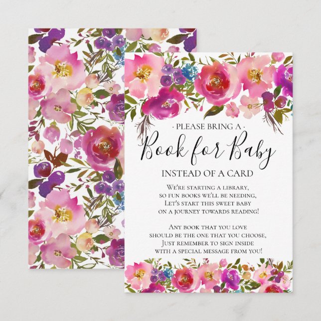 Colourful  Floral Baby Shower Book for Baby Invitation (Front/Back)