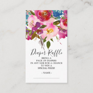 Colourful Floral Baby Shower Diaper Raffle Ticket Enclosure Card