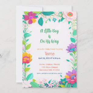 Colourful Floral Baby Shower Invitation