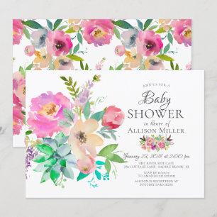 Colourful Floral BABY Shower Invitations