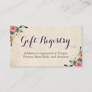 Colourful Floral Baby Shower Registry Insert Cards
