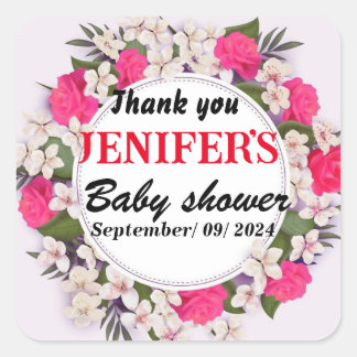 Colourful Floral Baby Shower Thank You Stickers 