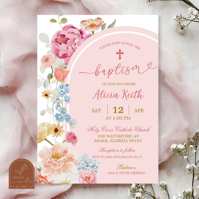 Colourful Floral Baptism Invitation (Creator Uploaded)