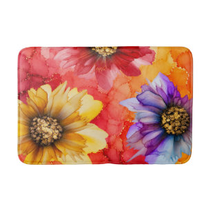 Colourful Floral Bath Mat – Original Art Design 🌸