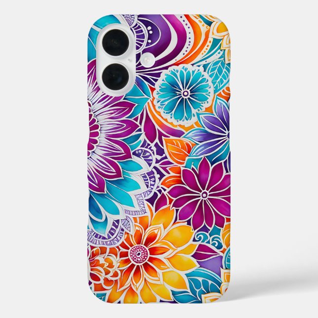 Colourful Floral Batik Art iPhone Case (Back)