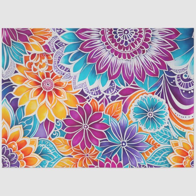Colourful Floral Batik Art Tissue Paper (Front)