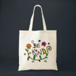Colourful Floral  | Be Kind Tote Bag<br><div class="desc">Colourful Floral Be Kind Design</div>
