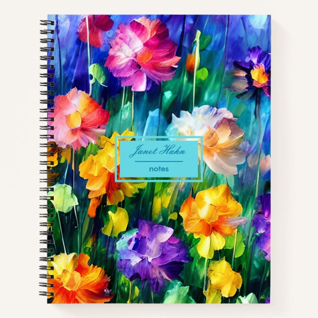Colourful Floral Beauty Personalised Notebook (Front)