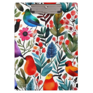 Colourful floral birds clipboard