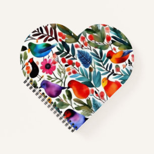 Colourful floral birds notebook