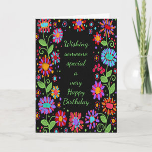 Colourful Floral Birthday Wishes Pretty Card