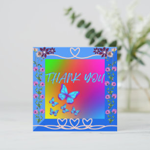 Colourful Floral Boho Gradient Flat Thank You Card
