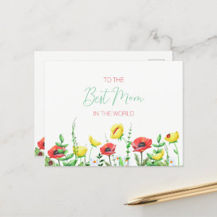 Colourful Floral Border Modern Typography Best Mum Postcard