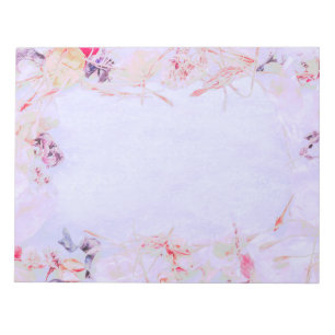 Colourful floral border petals flowers pink notepad