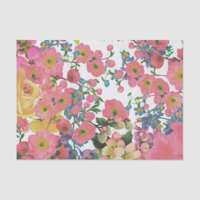 Colourful Floral botanical Flowers  Tissue Paper (Front)