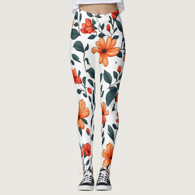 Colourful Floral Botanical Leggings (Front)